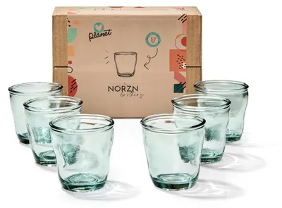 6 Wassergläser 250 ml aus recyceltem Glas, spülmaschinengeeignet