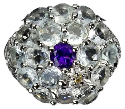 Produktbild von 925er Ring, Größe 16, mit Amethyst, Saphir und Aquamarin