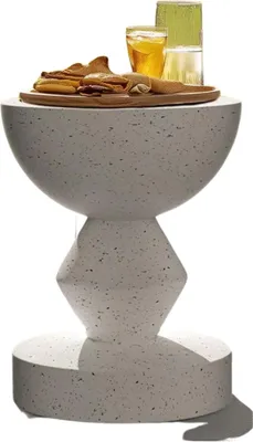 Image de Table moderne en béton - Table d'appoint ronde & tabouret - Intérieur & Extérieur - Un accent de style