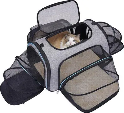 Productafbeelding van Dierentransporttas geschikt voor gebruik in Lufthansa-vliegtuigen - Uitbreidbare draagtas met 4 zijden