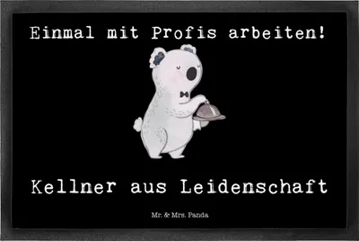 Produktbild von Mr. & Mrs. Panda Schmutzfänger Kellner Leidenschaft 50 x 75 cm - Schwarz - Geschenk, Fußabstreifer, fußmatte, Ausbildung, Restaurant, Fussmatte, Spruch, Bodenvorleger
