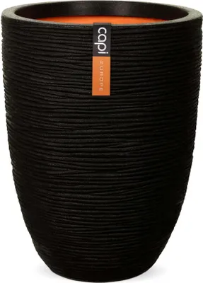 Zdjęcie produktu dla Capi Europe - Wazon elegancki niski Rib NL - 34 x 46 cm - Czarny - Otwór Ø27 cm
