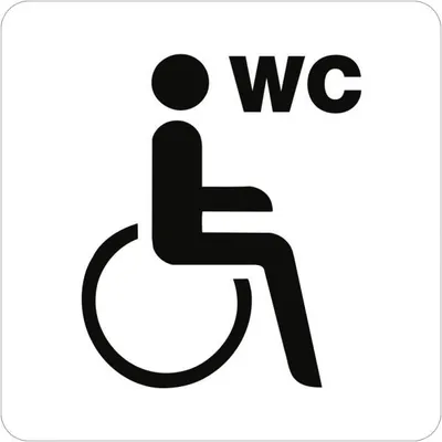 Produktbild von Dreifke® Aufkleber Piktogramm WC Behinderte/barrierefrei mit Text "WC", Folie...