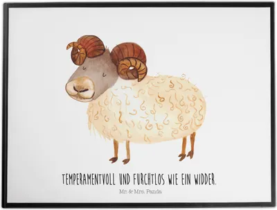 Produktbild von Mr. & Mrs. Panda Schreibunterlage Sternzeichen Widder - Weiß - Geschenk, Bock, Geburtstag März, schreibtischauflagen, April, schreibtischunterlage, tischpad, Schafbock