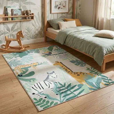Produktbild von Volero - Kinderteppich - Jungle Giraffe Beige - 80x150 cm - Kinderzimmer, Babyzimmer