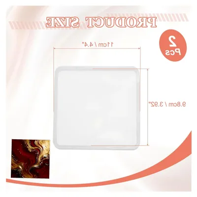 Produktbild von 2 Silikon-Gießformen für Untersetzer, 9,8 x 9,8 cm, quadratisch, für Epoxidharz, Bastelwerkzeuge