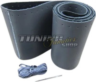 Produktbild von PREMIUM Echt-Leder Lederlenkradbezug 37-39cm Schnüren inkl. NADEL ++ GRAU !!