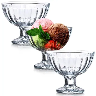 Obrázek produktu pro Tři elegantní skleněné dezertní misky, vhodné do myčky
