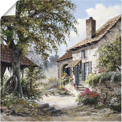 Produktbild von ARTland Poster Opa's Haus Größe: 70x70 cm