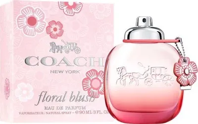 A perfume bottle and its packaging are displayed against a white background.
