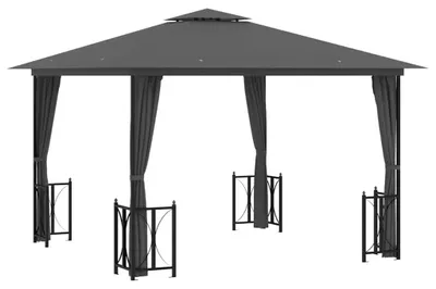 Produktbild von vidaXL Pavillon mit Seitenwänden & Doppeldach 3x3 m Anthrazit