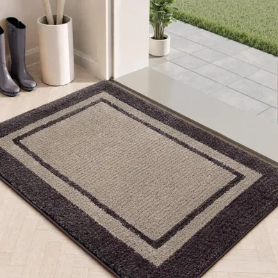 Image de Paillasson intérieur, 60 x 90 cm, antidérapant, lavable, tapis de protection contre la saleté, tons marron