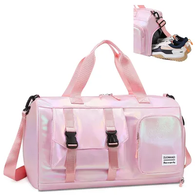 Produktbild von Sporttasche für Damen und Mädchen, faltbare Reisetasche mit Schuhfach