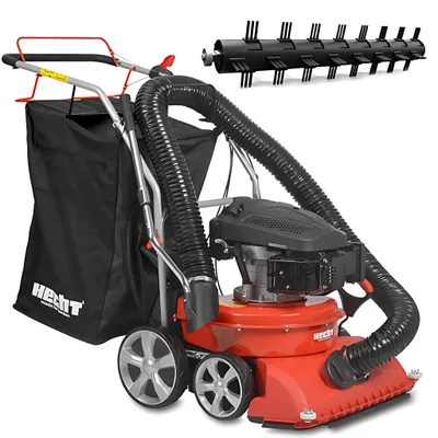 Produktbild von HECHT 8514 Laubsauger 2in1 Laubbläser Benzin mit Kehrwalze | Fahrbar | 6 PS | 150 L Fangkorb