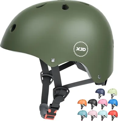 Obrázek produktu pro XJD Dětská cyklistická přilba pro mládež Dívky Chlapci S: 48-54 cm Olivově zelená