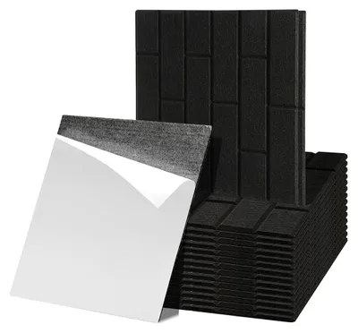 Produktbild von Peviasot Akustikpaneele Filz Selbstklebend 18 Stück, 30 x 30 x 0,9 cm Schallabsorber Wandpaneele, Ziegeloptik, Schwarz