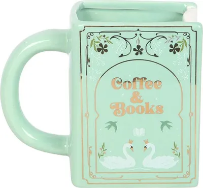 Immagine prodotto di Something Different - Tazza da caffè "Coffee and Books", stampata SD10435 (Taglia unica) (Verde)