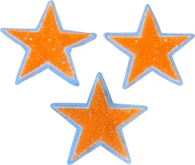 Produktbild von Sterne-Paillette-Glitzer-Emblem-Patch-Set zum Aufbügeln, 3-teilig