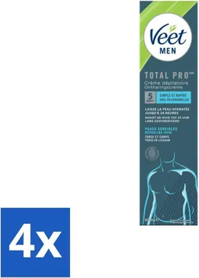 Produktbild von Veet Men – Haarentfernungscreme – Empfindliche Haut – Milde Formel – 200 ml - Vorteilspack - 4 Stücke