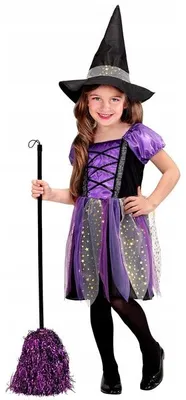 Imagen del producto de Widmann: Disfraz de bruja para niña, color morado, Halloween, talla 98