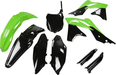 Produktbild von Verkleidungskit UFO PLAST 9-teilig Verkleidungssatz Kunststoff mit Gabelschutz für Kawasaki KX F 250 ccm Bj. 2013 - 2016, Farbe:schwarz / grün