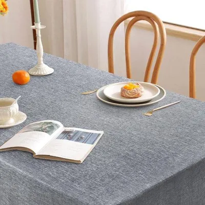 Obrázok produktu pre Uniqoos® obrus, 135 x 200 cm – sivý, vzhľad ľanu, vodeodolný a ľahko udržiavateľný (polyester), vhodný na vnútorné aj vonkajšie použitie
