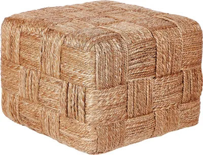 Produktbild von BELIANI Pouf Ottoman Beige Jute 50 x 50 x 35 cm EPS-Perlen Füllung Quadratisch Boho Stil Wohnzimmer