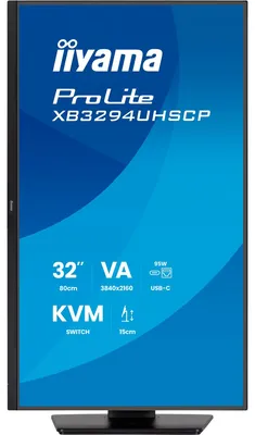 Produktbild von 32" VA-panel, 3840x2160 UHD, 15cm Height Adj. Stand, 350cd/m², 2ms, Speakers, USB-C Dock (LAN/KVM/95W PD), DisplayPort, 2x HDMI, USB HUB (2x3.2 2xC)