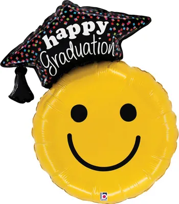 Produktbild von 26" Folienballon Shape Smiley Happy Graduation | 66 cm