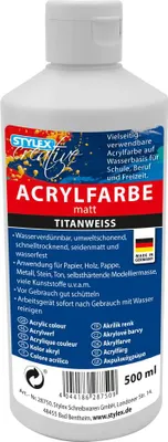 Produktbild von Stylex 28750 Acrylfarbe Künstler Malfarbe 500 ml Flasche titanweiß matt