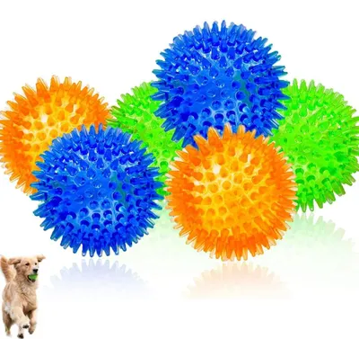 Produktbild von Hundebälle - 6 Stück - Igelbälle mit Noppen - Quietschbälle aus Gummi - Hundespielzeug zum Kauen und Apportieren - Zahnpflege - Ø 6,5 cm