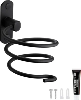 Fönhalter Ohne Bohren Schwarz - Selbstklebend Für Fliesen & Glas Aluminium