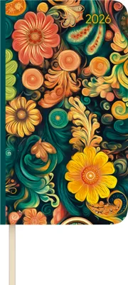 Produktbild von Alpha Edition - Lady Journal Slim Paisley 2026 - Taschenkalender 9×16 cm - Weekly - kompakter Wochenplaner mit Notizseiten, Info- & Adressteil - 128 Seiten