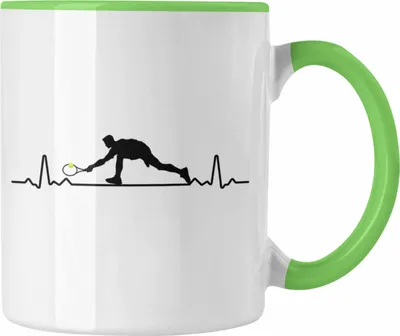 Produktbild von Trendation - Tennis Herzschlag Geschenk Trainer Coach Tennisspieler Geschenkidee Kaffeetasse (Grün)