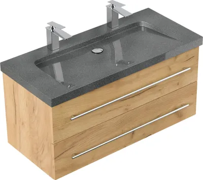 Produktbild von Badmöbel Granit G654 YAMO 100 cm 2 Hahnlöcher SoftClose in versch. Ausführungen