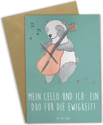 Produktbild von Mr. & Mrs. Panda jubiläumskarte Cello Duo - Meeresbrise - Geschenk, Klappkarte, Lernen, Klassische Musik, einladungskarten, Instrument, Musiker, Solo, Glückwunschkarte