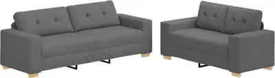 Image de Ensemble de canapé 2 pcs avec coussins en tissu gris foncé