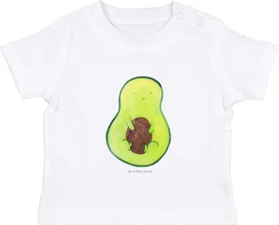 Produktbild von Mr. & Mrs. Panda Organic Baby Shirt Avocado Kern 12. - 18. Monat - Weiß - Geschenk, Pflanze, Kleinkind T-Shirt, Babyshirt, Spruch Leben, Öko, Lächeln,