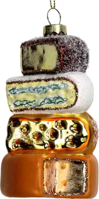 Produktbild von Christbaumschmuck Glas 11,4cm Käsestapel Figur Gold / Orange