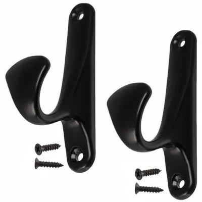Immagine prodotto di Set di 2 ganci da parete 90x25x47 mm - Supporti per ganci appendiabiti - Appendiabiti da parete - In metallo - Nero