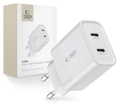 Obrázok produktu pre Tech-Protect C20W 2-Portová Sieťová Nabíjačka Pd20W Biela