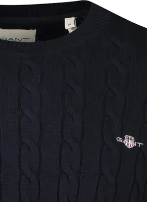Produktbild von GANT Herren Baumwolle Cable C-neck Pullover, Evening Blue, M EU