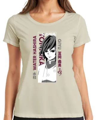 Immagine prodotto di Maglietta da donna con stampa "Demon Slayer - Giyu Tomioka - Hashira dell'Acqua" (anime e manga), colore naturale, taglia S