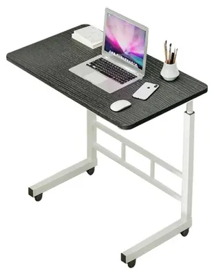 Produktbild von Laptop-Tisch - Rollbarer Bett-/Sofa-Beistelltisch - Höhenverstellbar - 60 x 40 cm - Rechteckig - Mit Rollen - Schwarz
