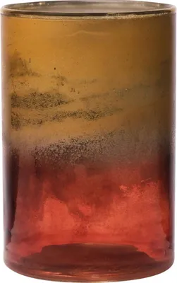 Produktbild von INNA-Glas Maxi Teelichtglas Rigoberto, Oben Gold, rot-klar, 15 cm, Ø 10 cm - Teelichthalter