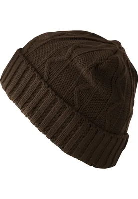 Obrázek produktu pro Pánská zimní čepice Urban Classics Beanie Cable Flap chocolate - UNI
