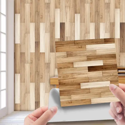 Produktbild von COOL-i ® Fliesenaufkleber, 20 stück PVC Fliesenaufkleber, mit Holzmaserung Wasserdicht Ölfest Selbstklebende für Fliesen, Küche, Bad, Holzoberflächen und Treppen(15x15 cm)