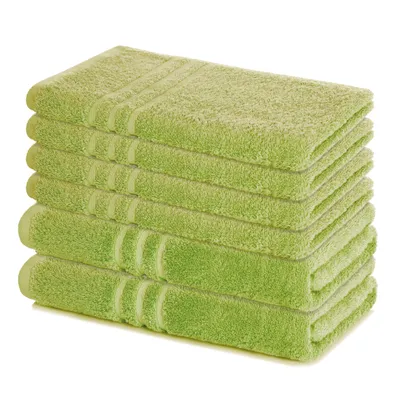 Zdjęcie produktu dla Zestaw ręczników Lavea® Elena, 6-częściowy, 100% bawełna - 4 ręczniki 50x100 cm, 2 duże ręczniki 70x140 cm, zestaw ręczników - kolor: jasny zielony