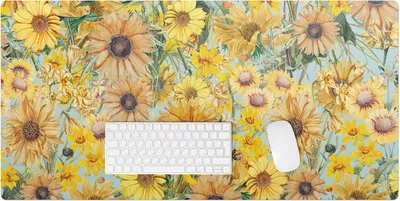 Produktbild von Blumenwiesenmuster – Schreibtischunterlage – Rutschfeste Tischunterlage – Schreibtischmatte für Büro & Zuhause – Schreibunterlage – Mauspad – Tischmatte – 100 x 50 cm