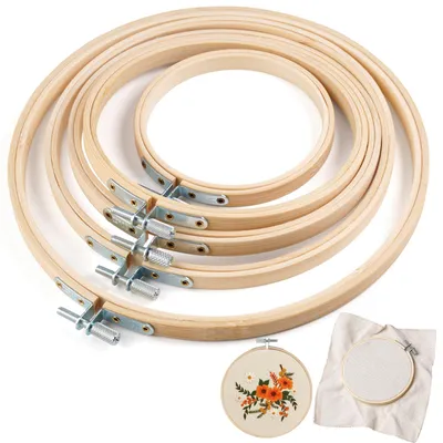 5 Bambus-Stickrahmen, 10–20 cm, rund, Kreuzstich
